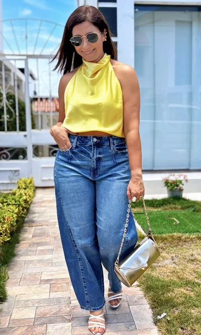 Blusa Halter Cuello Caído