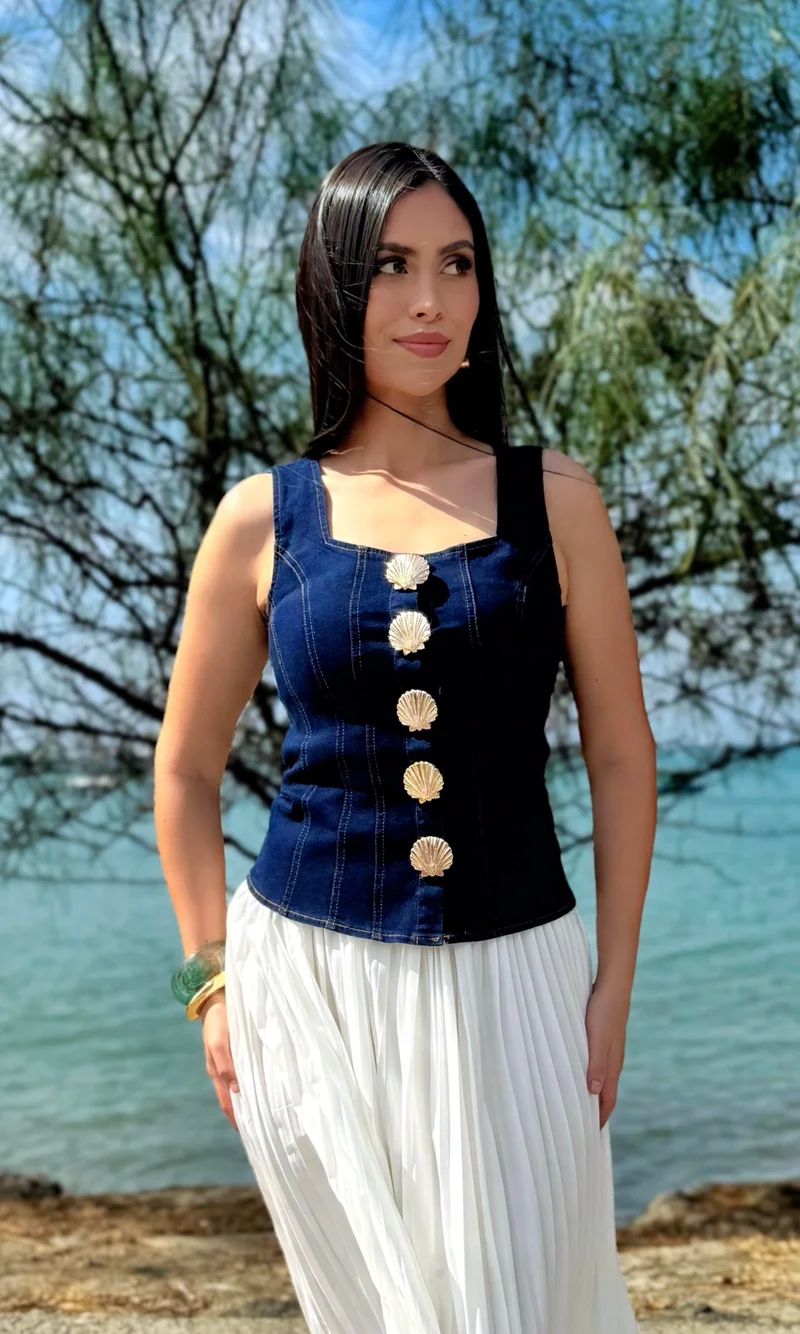 Blusa Jean Botones — foto 1