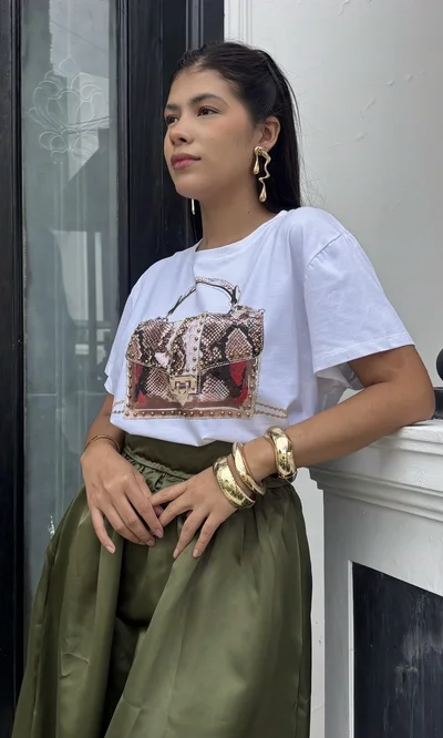 Camiseta Estampado Bolso