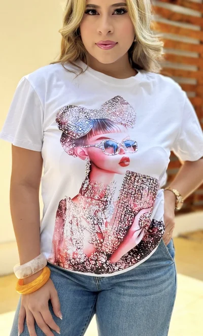 Camiseta Estampado Pedrería