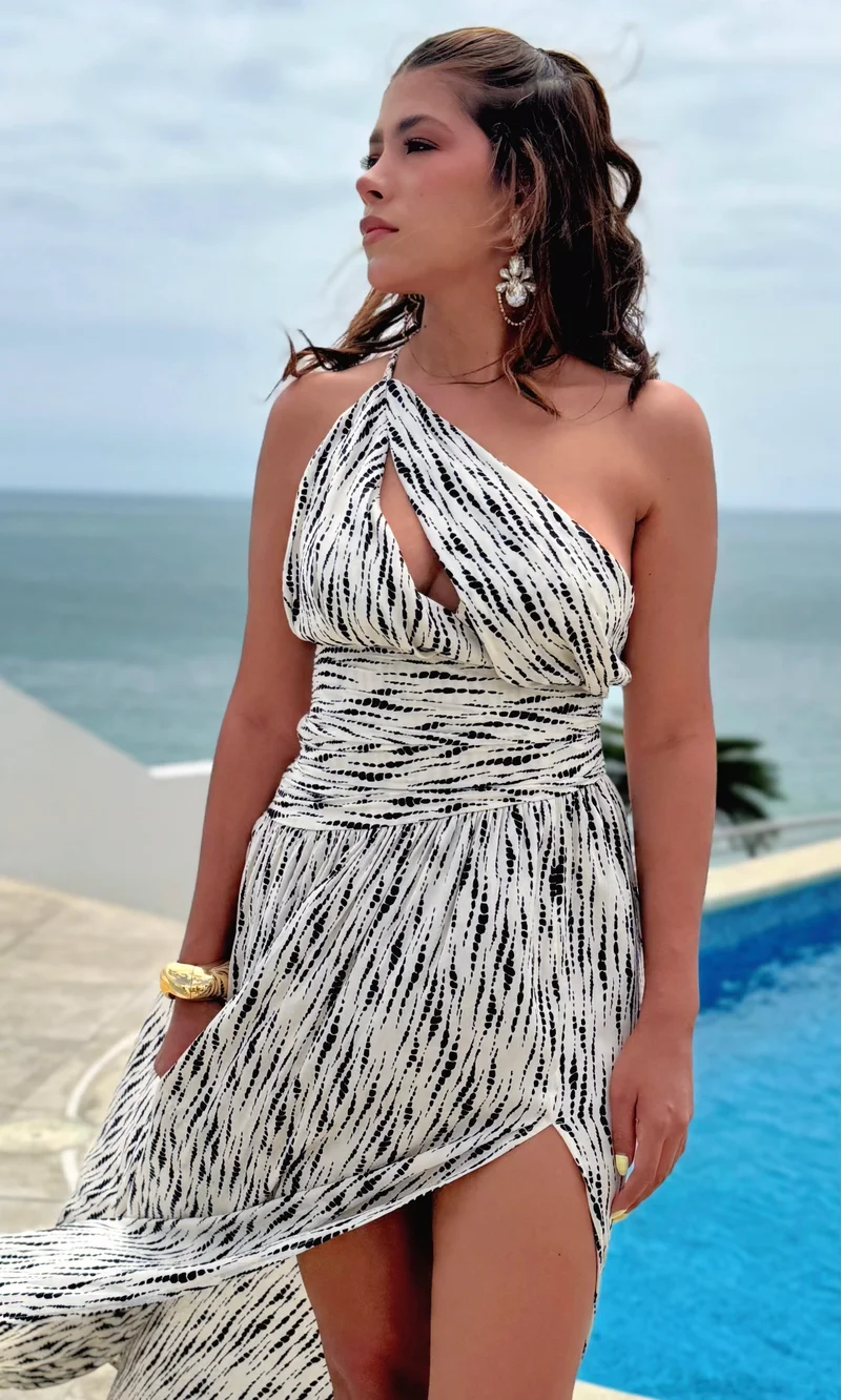 Vestido Largo Estampado Asimétrico — foto 3