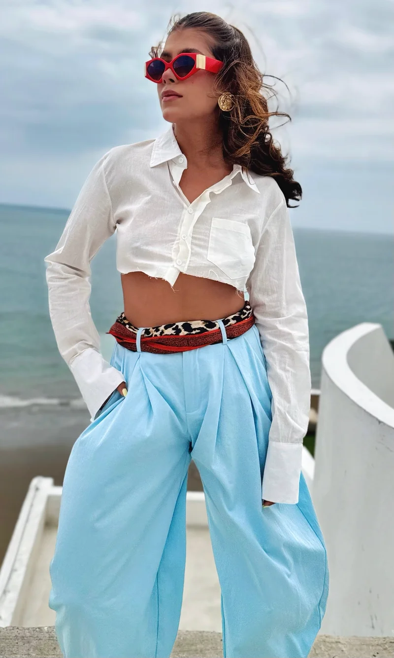 Pantalón Ancho Celeste — foto 2