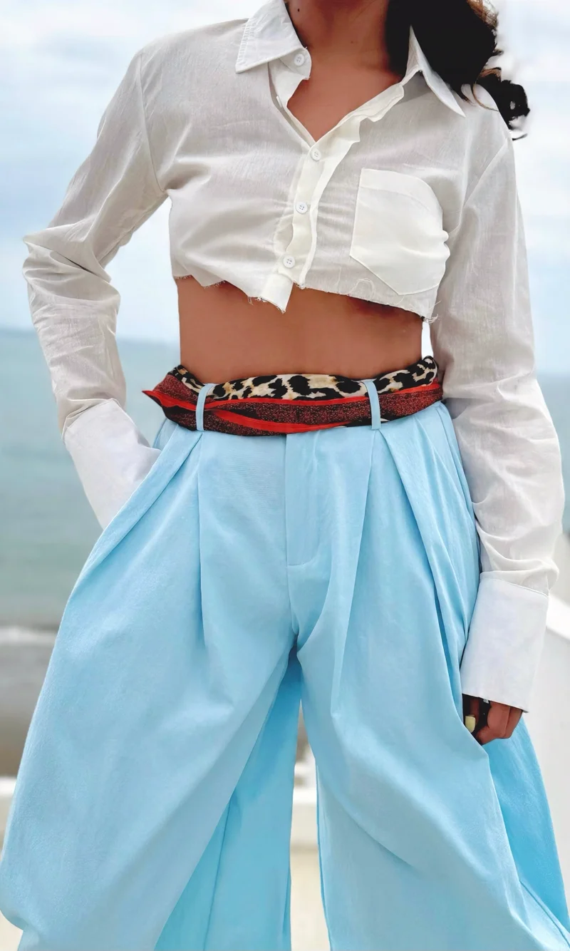 Pantalón Ancho Celeste — foto 3