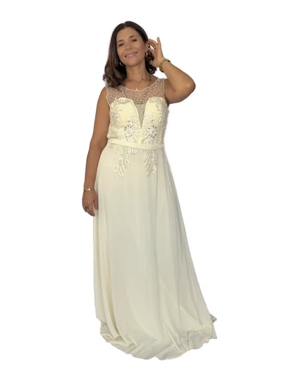 Vestido Bordado Beige