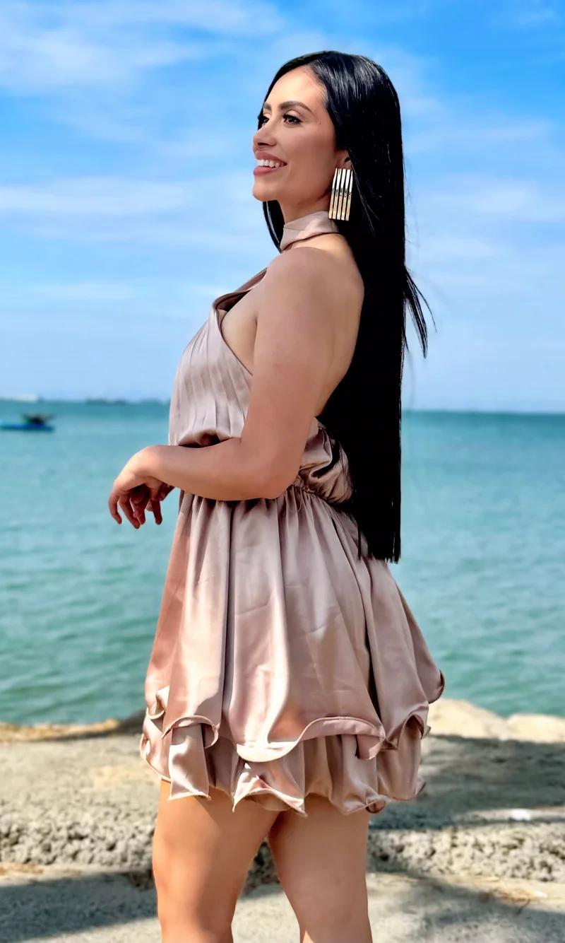 Vestido Halter Champán — foto 2