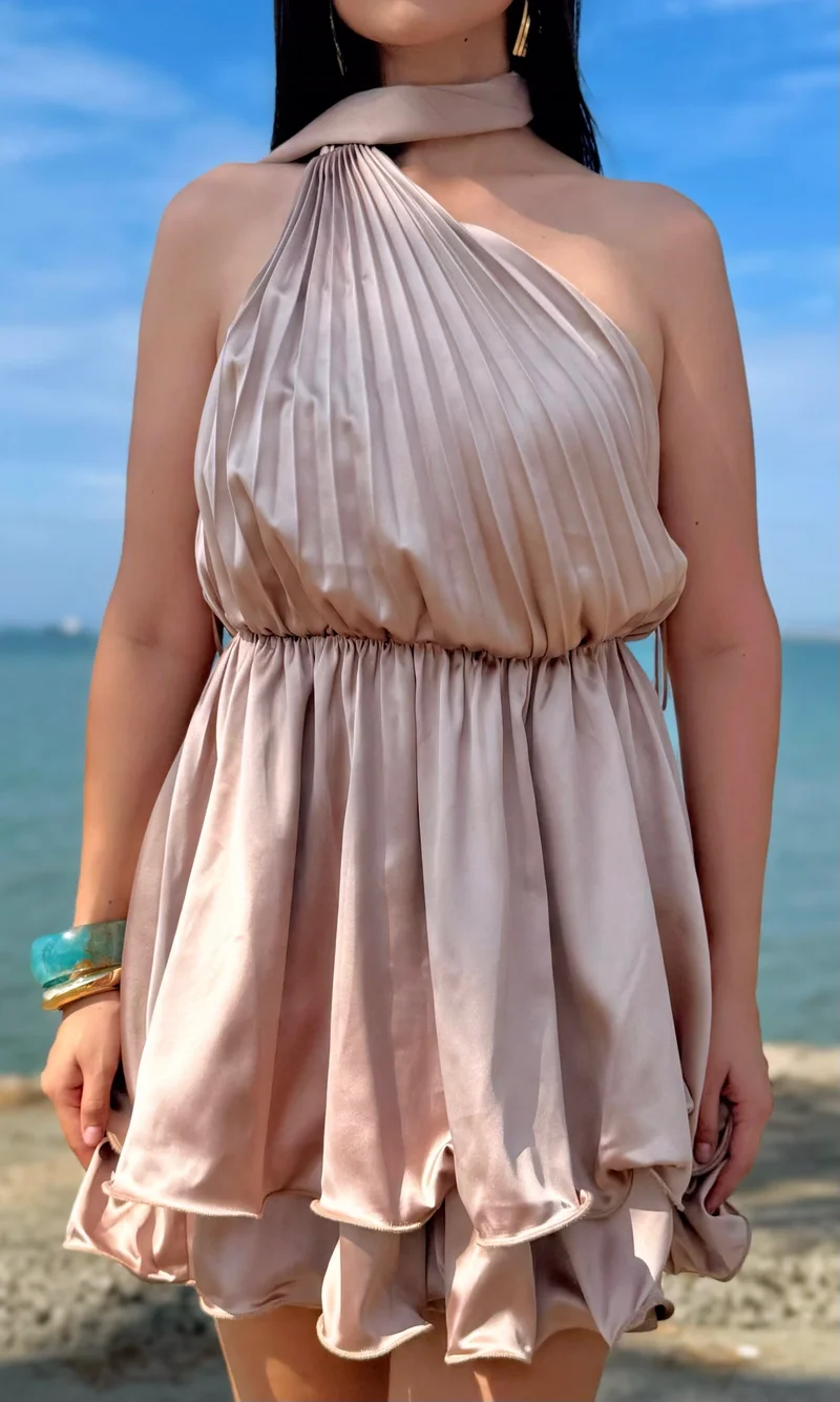 Vestido Halter Champán — foto 3