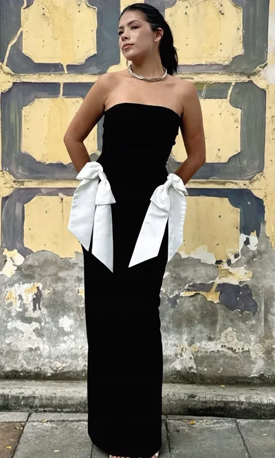 Vestido Lazos Contraste