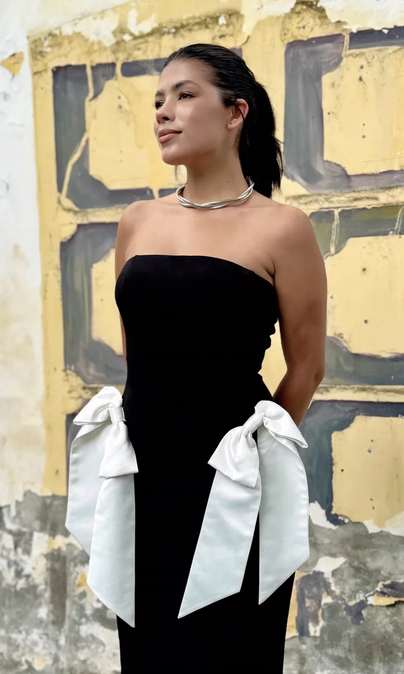 Vestido Lazos Contraste — foto 3