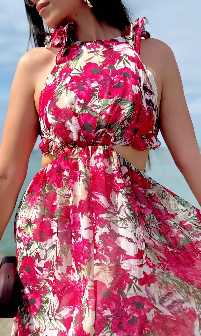 Vestido Largo Halter Floral — foto 2