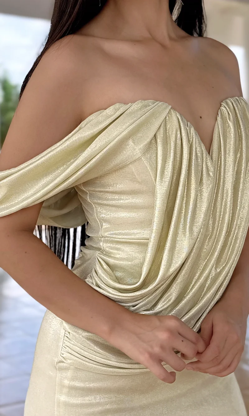 Vestido Metalizado Drapeado — foto 4