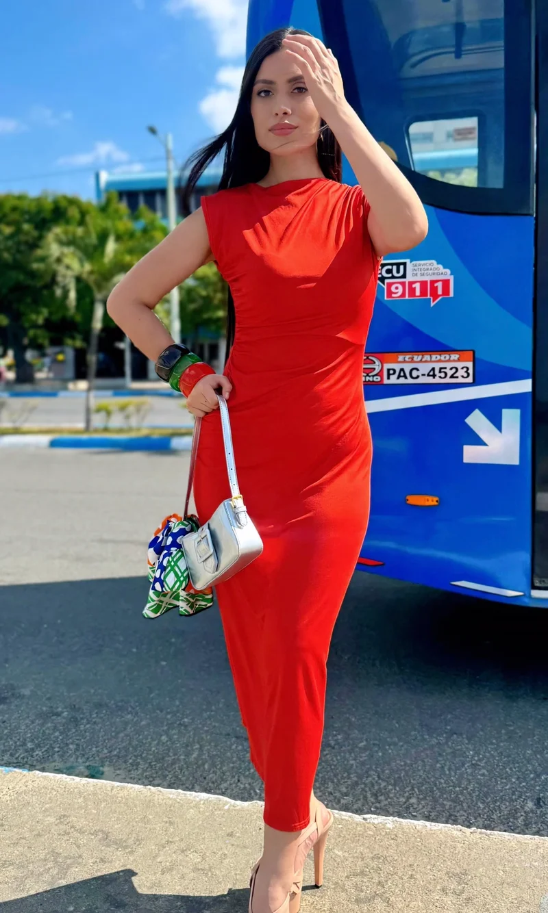 Vestido Midi Drapeado — foto 1