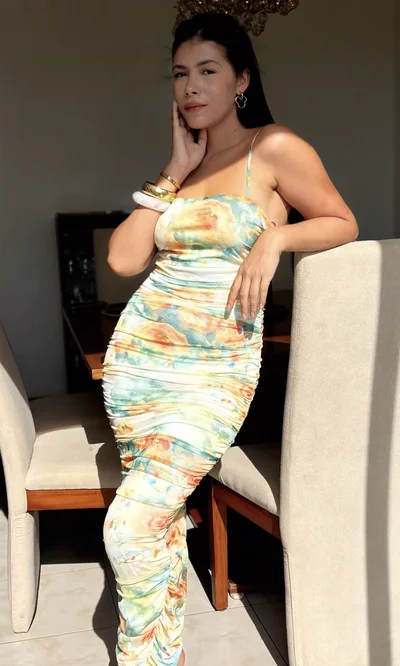 Vestido Fruncido Acuarela