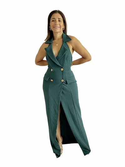Vestido Halter Botones