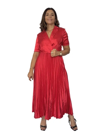 Vestido Plisado Rojo
